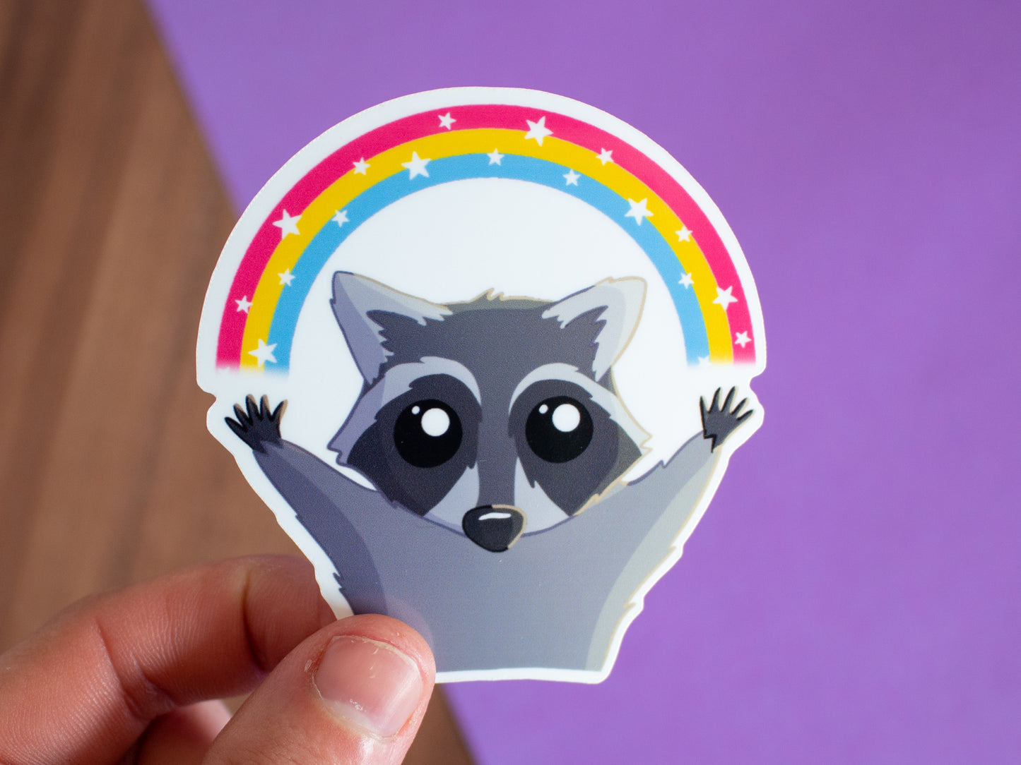 Pride-Waschbär mit Regenbogen Sticker