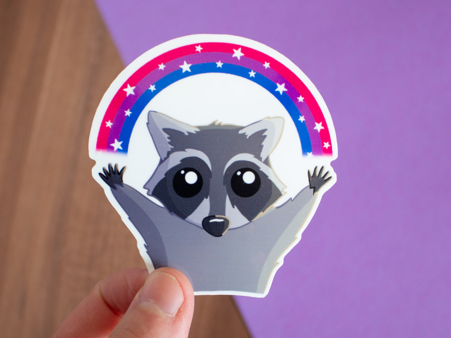 Pride-Waschbär mit Regenbogen Sticker