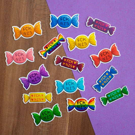 10-pack "FCK NZS" Candy Stickers