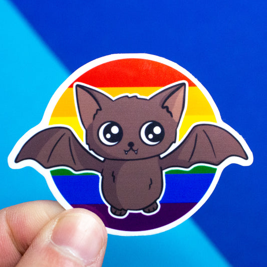 Queer raccoon with rainbow flag sticker