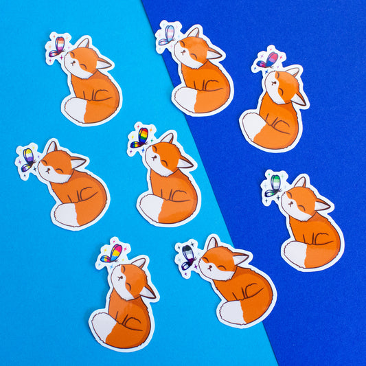 Queer raccoon with rainbow flag sticker
