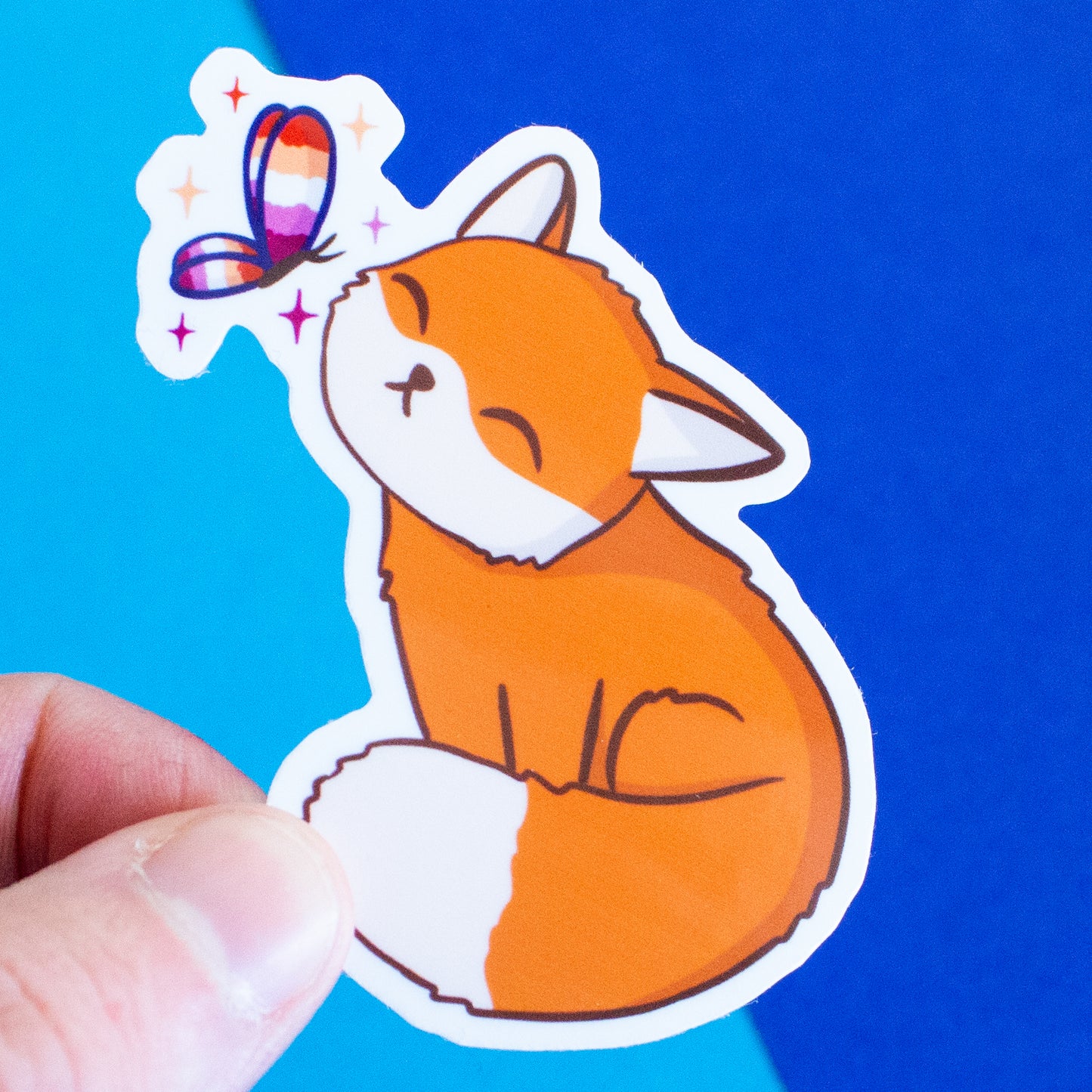 Fuchs mit Schmetterling mit Pride-Flügeln Sticker